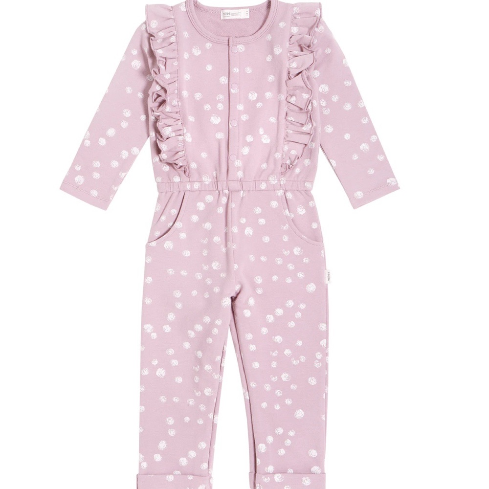 NWOT Miles Baby Ruffled Playsuit 'Snow Day' Light Purple 9M
